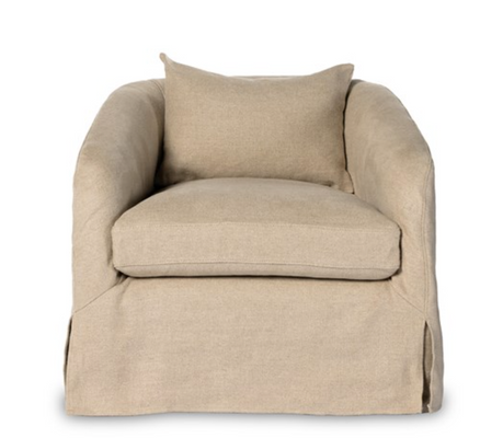 Coming Soon! Kennedy Belgian Linen Slipcovered Accent Chair - Flax